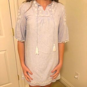 Seersucker dress with embroidery